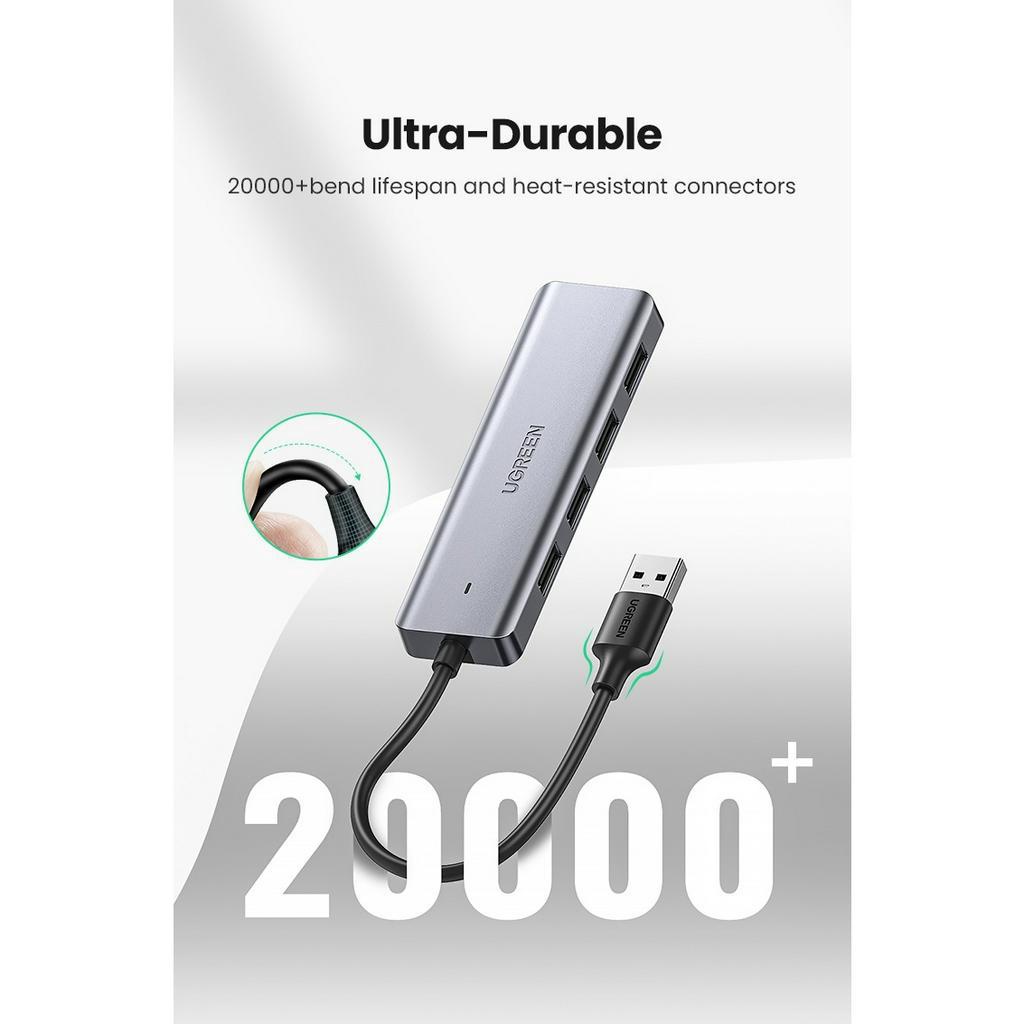 Bộ  chia 4 cổng USB 3.0 hỗ trợ cấp nguồn Micro USB chính hãng Ugreen 50985 cao cấp