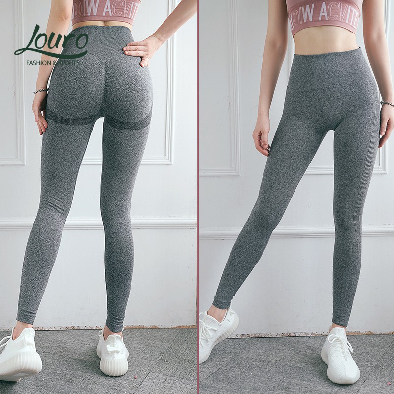Quần legging nâng mông Louro QL104, kiểu quần tập thể thao, thể dục, Gym, Yoga nữ chun mông cạp cao, chất liệu co giãn