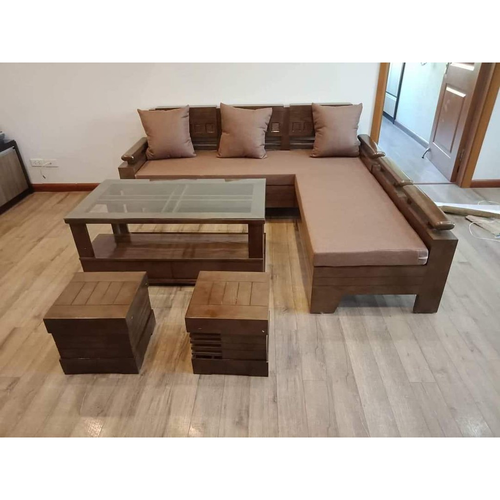 Sofa góc gỗ sồi chữ L TP-260 Sofa giá rẻ, sofa phòng khách