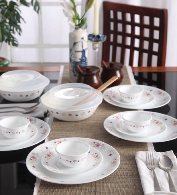 Combo 3 Đĩa Thủy Tinh Oval Floral Fantasy Corelle 6950-FSY-LP (25cm / Đĩa)