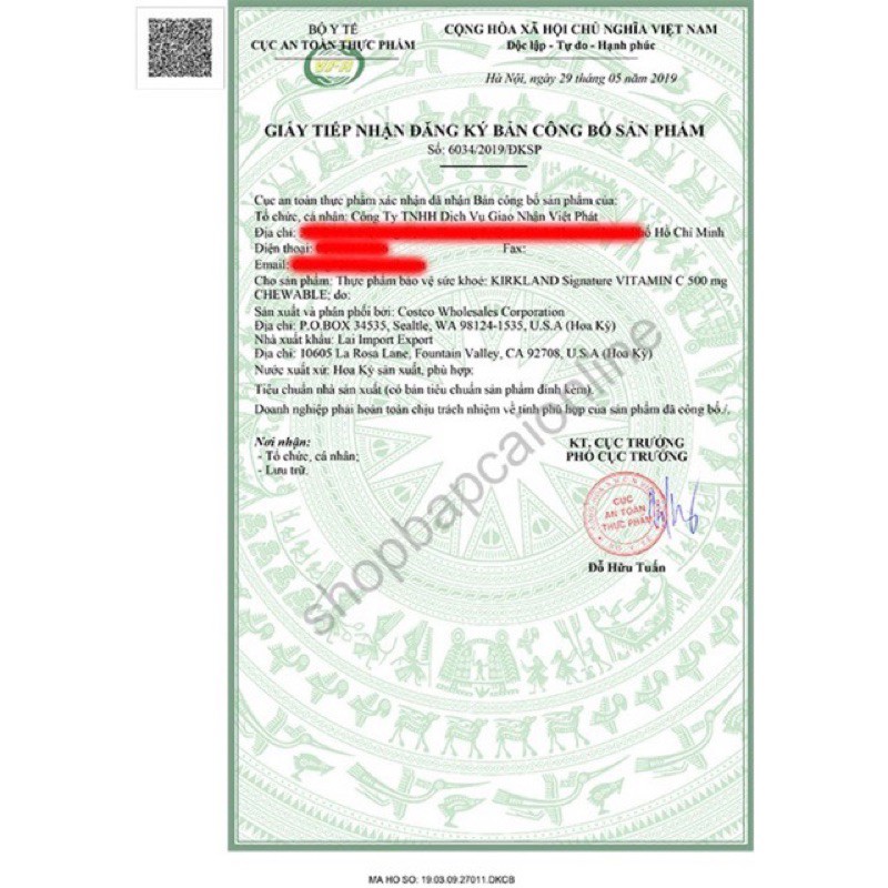 Viên Ngậm KIRKLAND Signature VITAMIN C 500 mg CHEWABLE hộp 500 viên