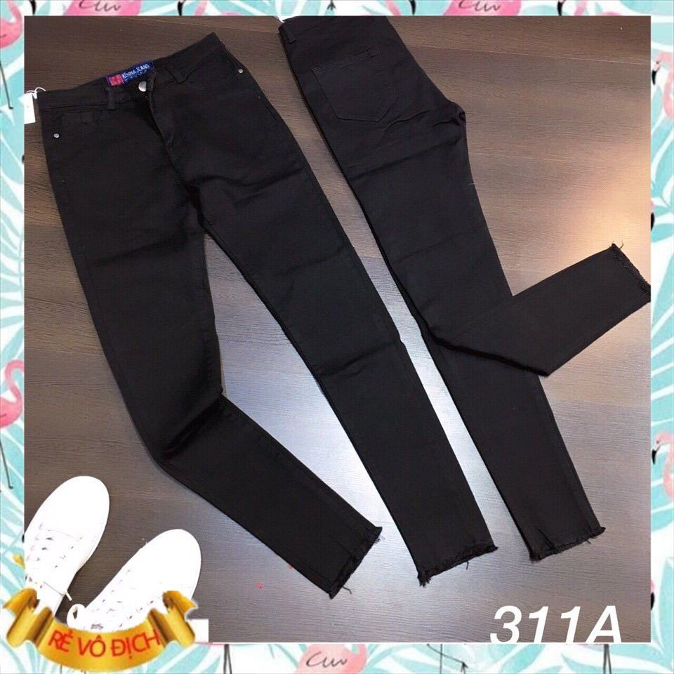 Quần Jeans Nữ Đen Trơn