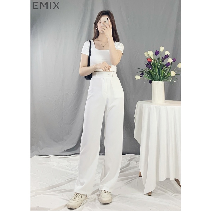 Quần tây nữ công sở 09 EMIX (5 màu), ống suông, dáng dài 100cm, vải tuyết mưa dày đẹp, không nhăn, cạp nhỏ, tôn dáng