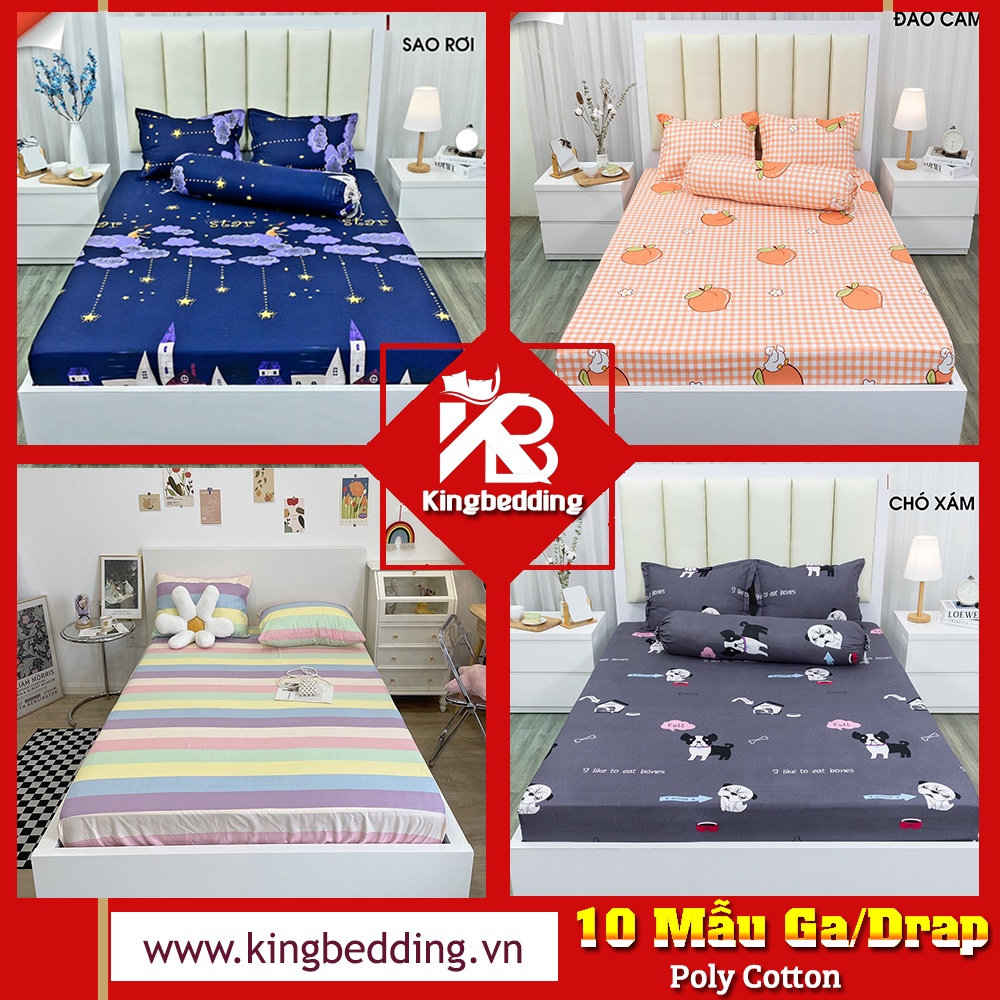 Ga Giường Cotton Poly 💖m2/m4/m6/m8💖 Drap Trải Nệm Bốn Mùa, Họa Tiết Dễ Thương, An Toàn Cho Da - Kingbedding