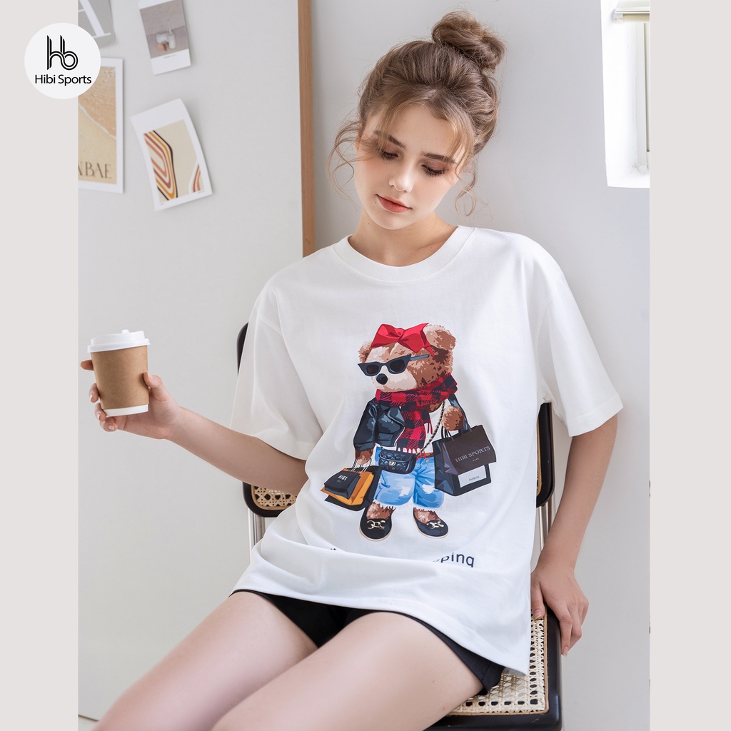 Áo thun tay lỡ Hibi Sports NGHIỆN SHOPPING ST006 kiểu phông unisex nam nữ, vải cotton Premium, form oversize