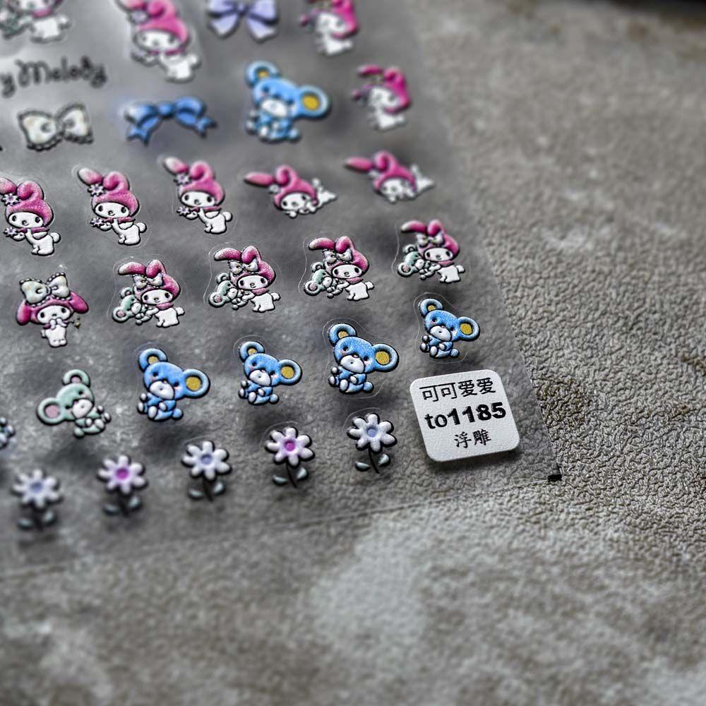 Miếng Dán Trang Trí Móng Tay Hình Mèo Melody 3D Thời Trang