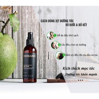 Combo 2 chai nước xịt chăm sóc tóc tinh dầu vỏ bưởi và bồ kết Herbario 100ml