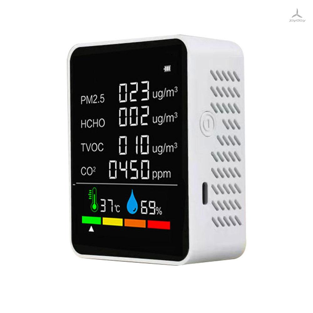 Máy đo chất lượng không khí C02 với màn hình hiển thị nhiệt độ PM2.5 TVOC HCHO có báo động