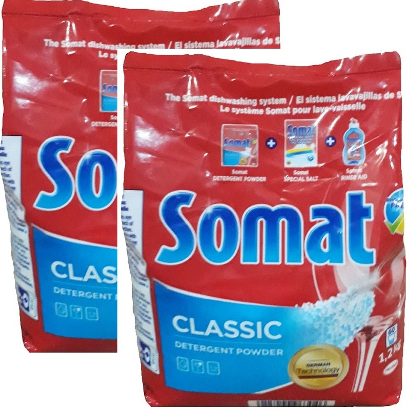 Combo gói bột rửa bát Somat 1,2kg+hộp muối Somat 1,2kg