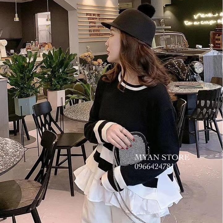Áo bèo phối sơ mi dài tay nhìn cực điệu thời trang nữ mùa thu