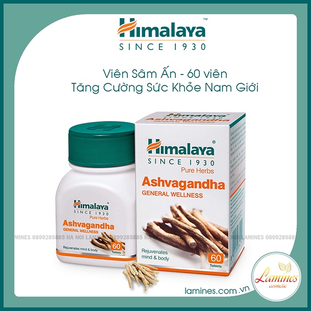 [Có Sẵn]  Viên Sâm Ấn Himalaya Ashwagandha 60 Viên