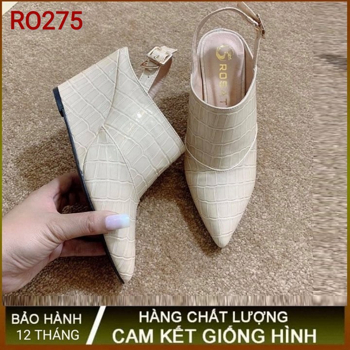 Giày sandal nữ cao gót 7p hai màu đen kem hàng hiệu rosata ro275