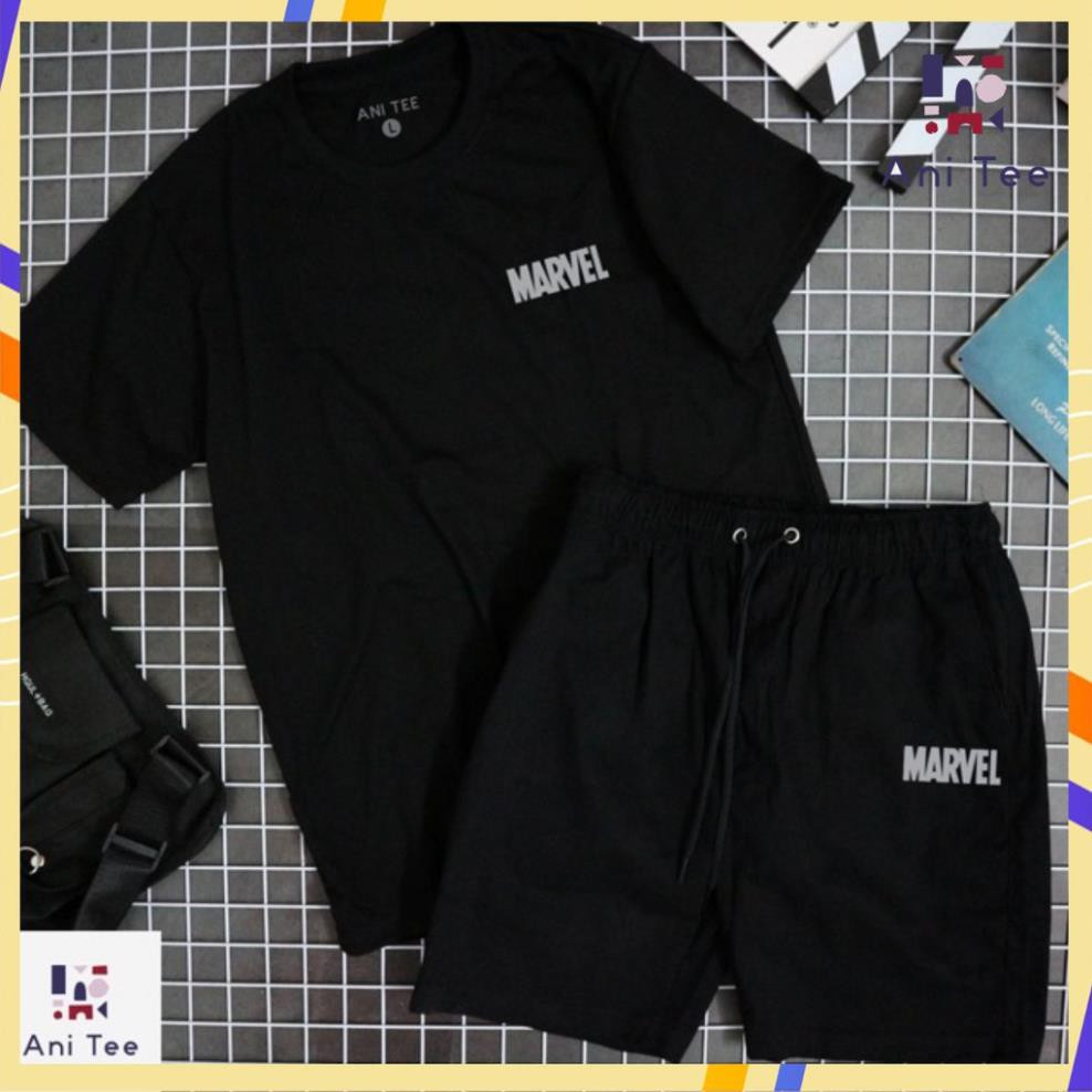 [PREMIUM] [UNISEX] Combo Áo thun Logo Marvel Phan Quang 100% COTTON, giặt không đổ lông, hàng chuẩn VNXK+ Short Kaki . '