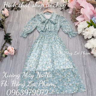 Đầm maxi hoa nhí cột nơ (hình thật - video)