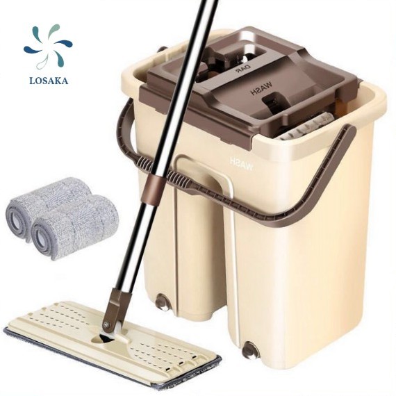 Bộ lau nhà lau sàn thông minh Cây lau sàn cán dài đầu xoay 360 độ( THÙNG TO)