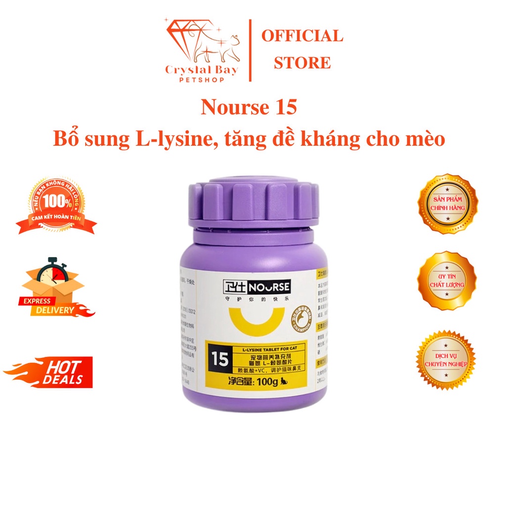 Vitamin cho mèo L-Lysine Hũ 200 viên 100g hỗ trợ hô hấp, tăng sức đề kháng