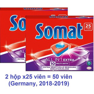Viên Rửa Bát Somat Đức mới - Combo 2 hộp viên rửa bát somat 25 viên