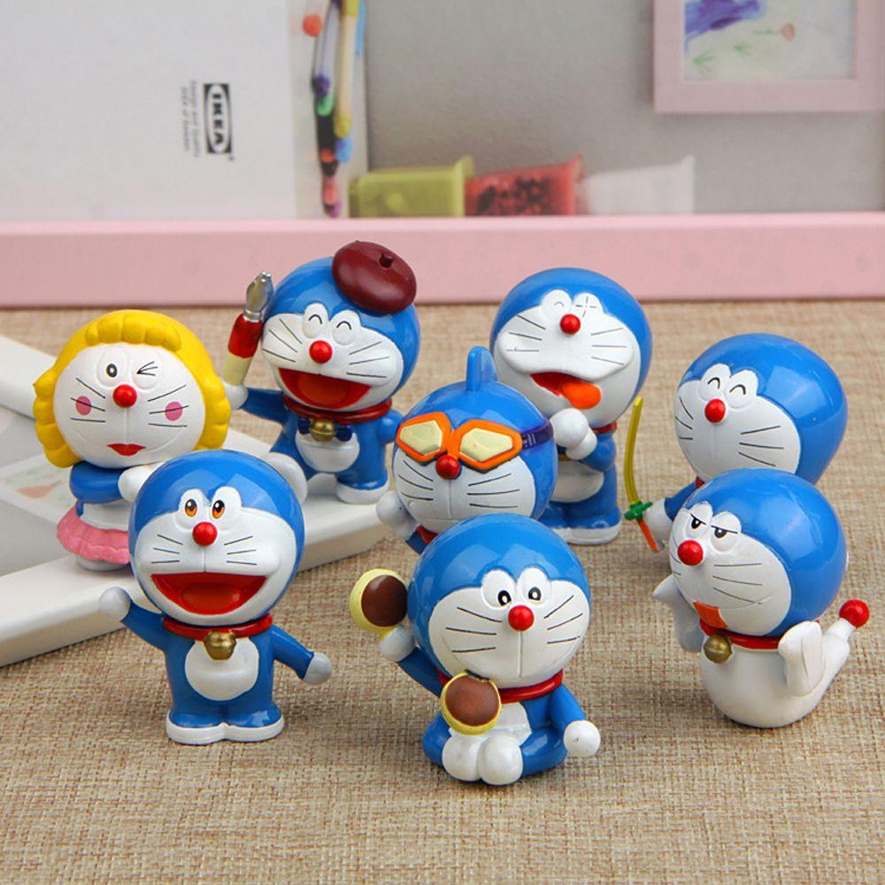 IVORY Bộ 8 Mô Hình Đồ Chơi Nhân Vật Hoạt Hình Doraemon Bằng PVC Dành Cho Trẻ Em