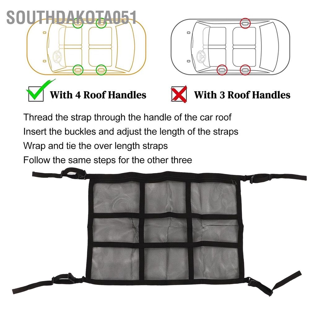 [Hàng Sẵn] Túi Lưới Đựng Đồ Treo Trần Xe Ô Tô Có Khóa Kéo 【Southdakota051】