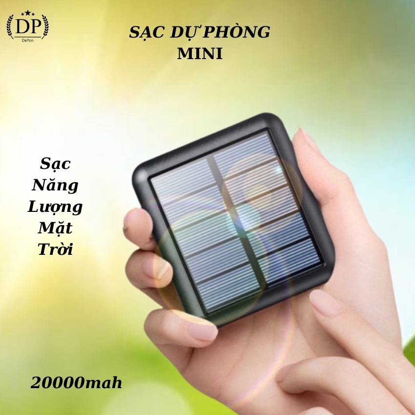 Sạc Dự Phòng,Pin Sạc Dự Phòng 20000mah,Sạc Năng Lượng Mặt Trời,Sạc Nhanh Pin Mini Nhỏ Gọn Tiện Mang Theo