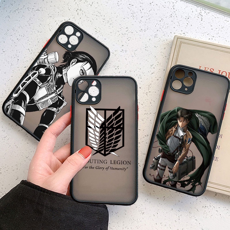 Ốp Điện Thoại Nhựa PC Cứng Mặt Nhám Hình Anime Attack On Titan Cho iPhone 12 mini 13mini SE 2022 14 Pro Max XR