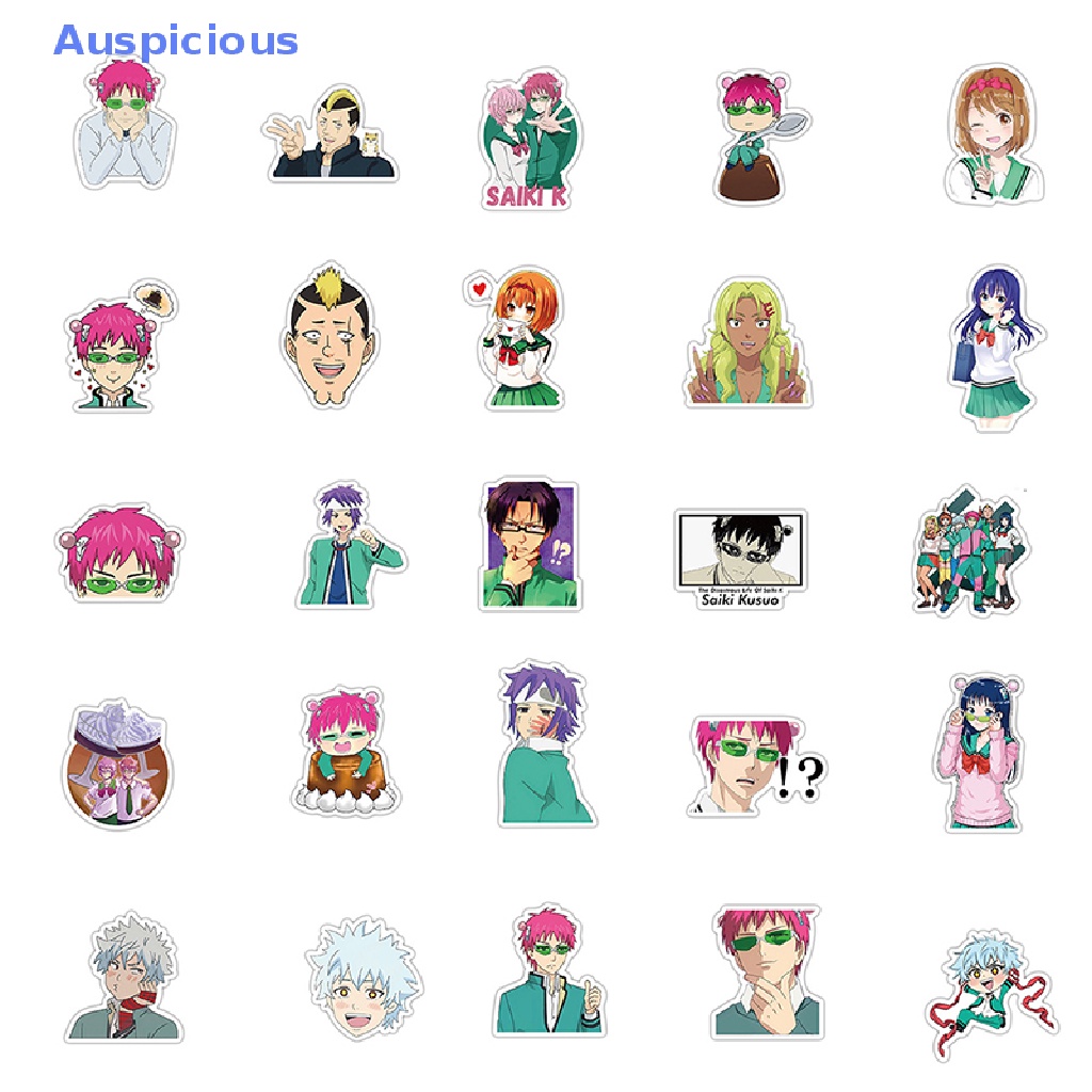 Bộ 50 Sticker Dán Laptop / Ván Trượt / Ván Trượt Họa Tiết Graffiti Saiki Kusuo no Saint-nan