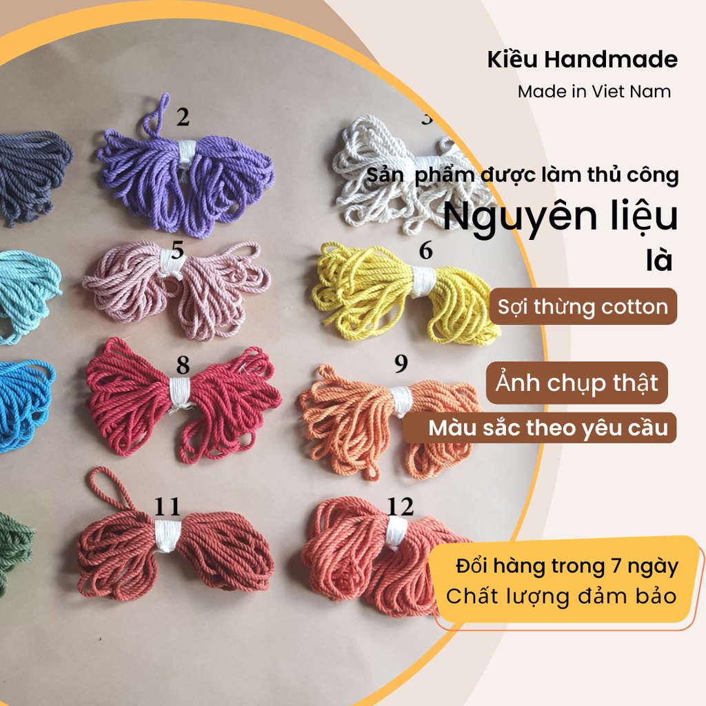 🌟 🌟  Sợi làm macrame cotton xoắn màu 5mm - 0,5kg  - Có nhiều màu sắc khác nhau 🌟 🌟