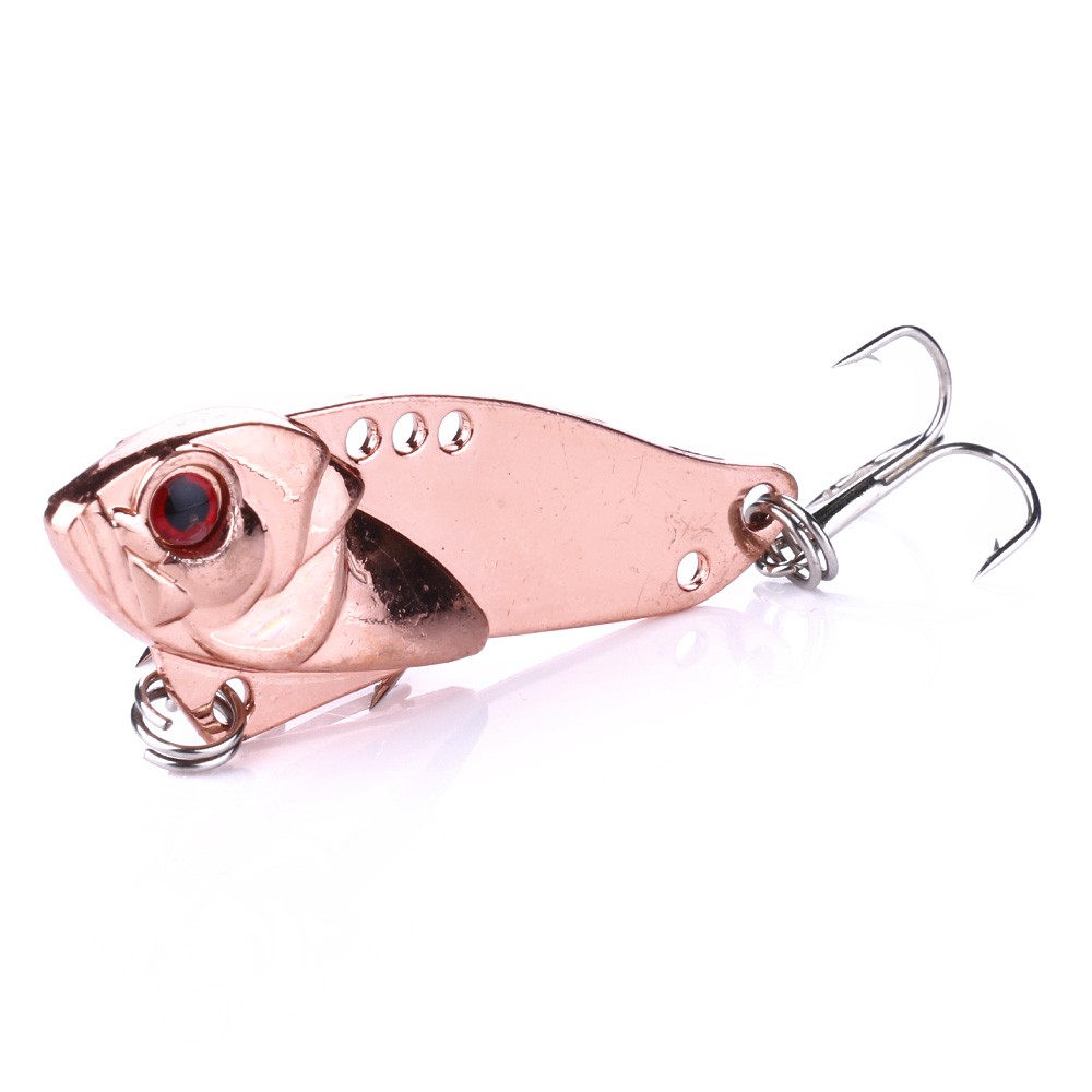 HENGJIA 1pc 5CM 10.8G Metal VIB Lure 3D Eyes Spoon Jig Laser Fishing Lure Hard Bait Fishing Tackle Treble Hook