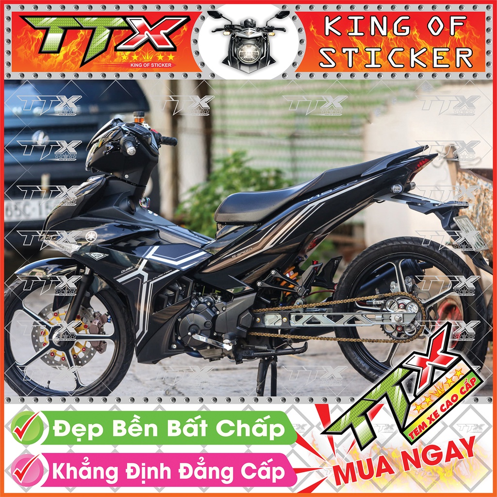 Tem Rời Yamaha Exciter 150 Y15ZR Chỉ Xám Trắng Dán Xe Đen , Shop TTX Tem exciter 150 mã (150EX0001/A1)