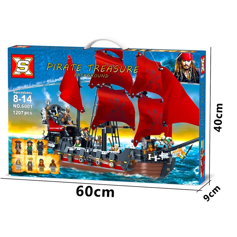 Lắp ráp mô hình Movie SX 6001 Xếp Hình Tàu Hải Tặc Của Nữ Hoàng Anne 1207 Mảnh