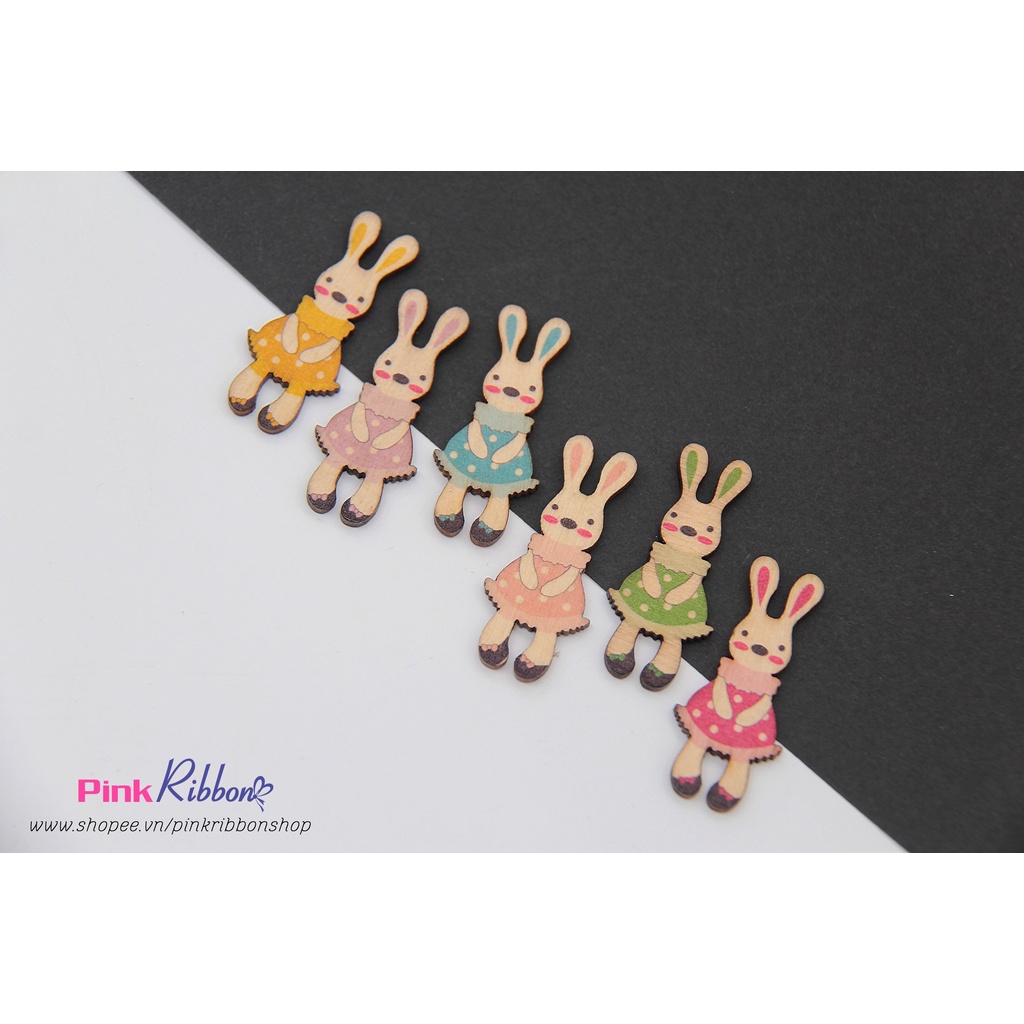 [Set 5c] Thỏ gỗ vintage cỡ 5cm x 2.1cm