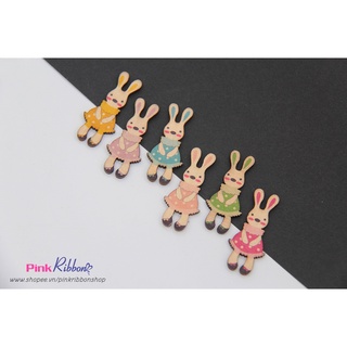 *[Set 5c] Thỏ gỗ vintage cỡ 5cm x 2.1cm làm phụ kiện trang trí, phụ kiện tóc, phụ kiện thời trang, DIY, handmade