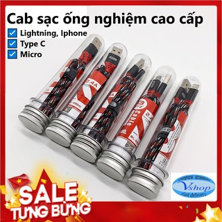 Cab sạc ống nghiệm cao cấp BYZ Iphone, Lightning, Type C, Micro, bảo hành 1 năm siêu bền, chống đứt, chống rối