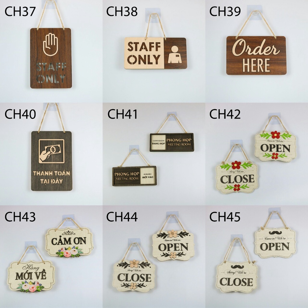 (TẶNG KÈM MÓC TREO)Bảng Biễn Gỗ Decor Treo Tường, Treo Cửa, Trang Trí Gia Đình, Cửa Hàng, Văn Phòng CH37-45