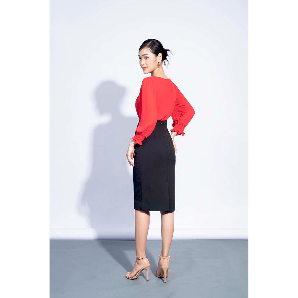 Chân váy bút chì, cạp lật vạt MMOutfit M-JU060421073