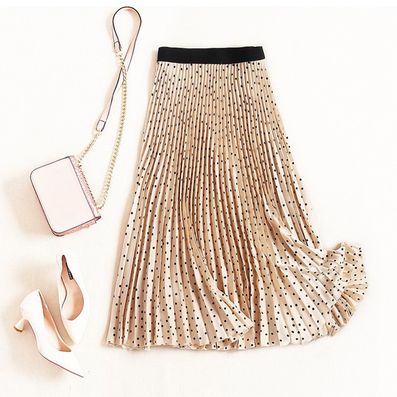 Chân Váy Dài Xếp Ly Lưng Cao Bằng Vải Nhung Thời Trang Xuân Thu Dành Cho Nữ