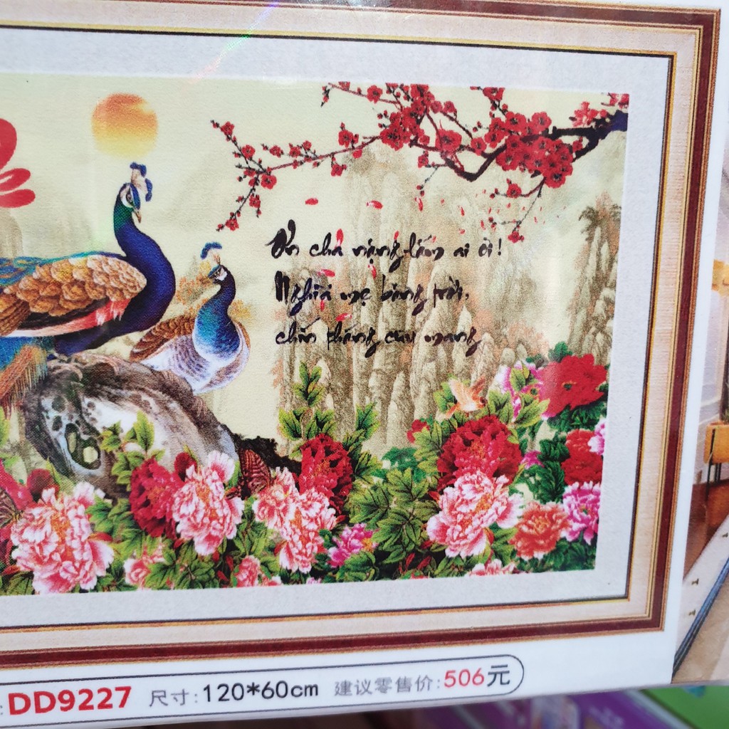 Tranh Đính Đá CHA MẸ (ĐÁ ABC CAO CẤP). Kích Thước: 1m2 x 60cm