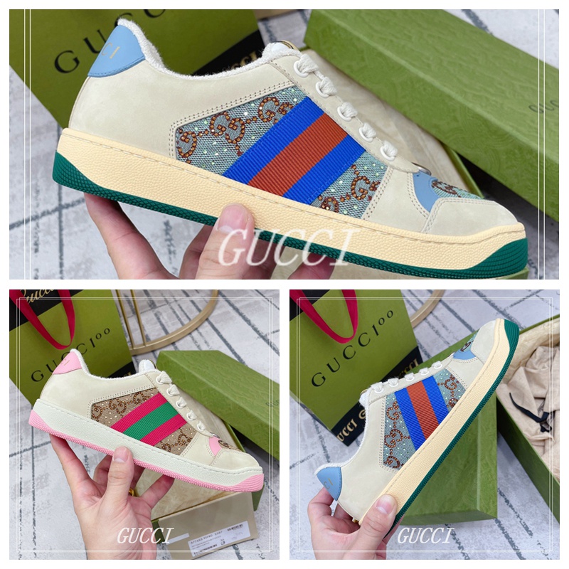 Giày thể thao GUCI 2022 đính đá thời trang cho nữ size 34-45