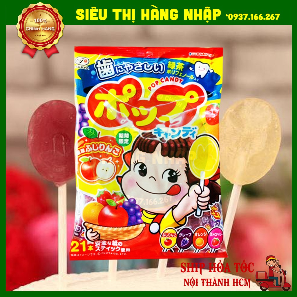 Kẹo mút trái cây Fujiya Pop Candy Nhật Bản (Gói 21 cái)