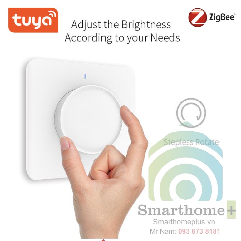 Công Tắc Dimmer Độ Sáng Đèn Hình Vuông Zigbee Tuya SHP-ZDM3