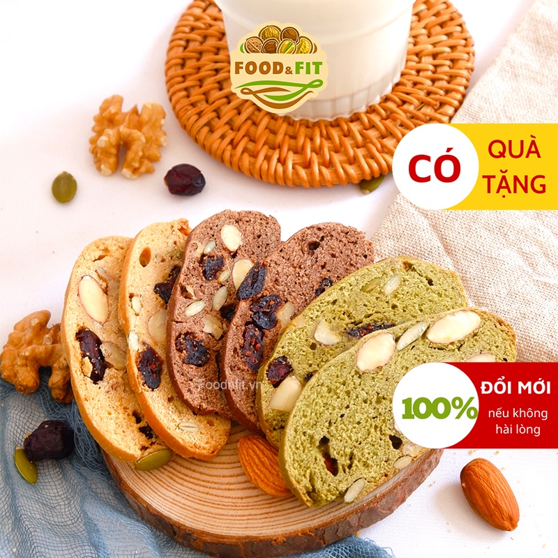 [Mã 154FMCGSALE giảm 8% đơn 500K] Biscotti ăn kiêng không đường mix 3 vị Food&Fit