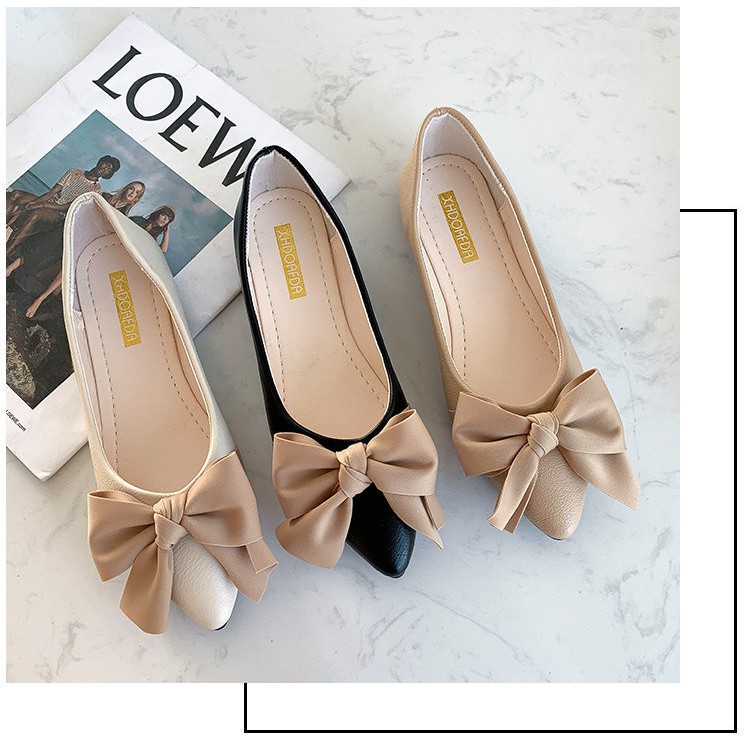 Women's shoes versatile shallow bow gentle trend Korean casual women's shoes shoes single shoes