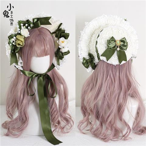 Mũ Cói Đính Nơ Ren Hoa lily Nhiều Màu Phong Cách Lolita