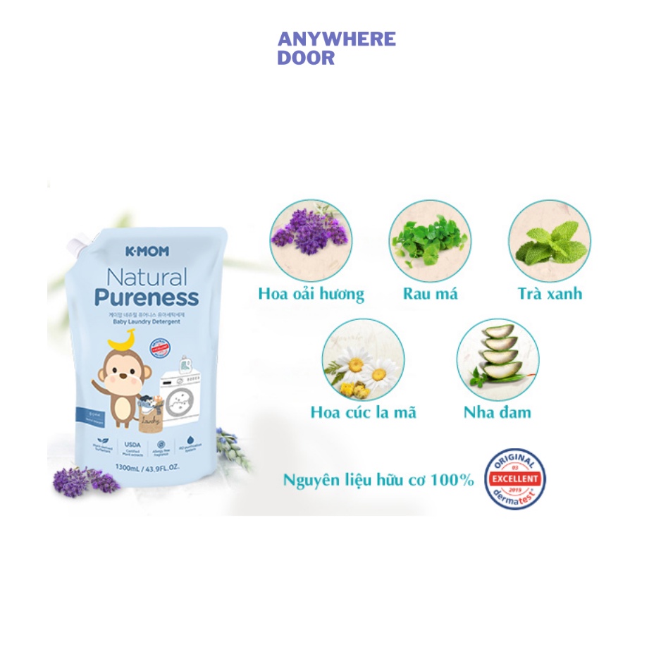 Nước giặt đồ K-Mom / Kmom cho bé với chiết xuất thảo mộc hữu cơ
