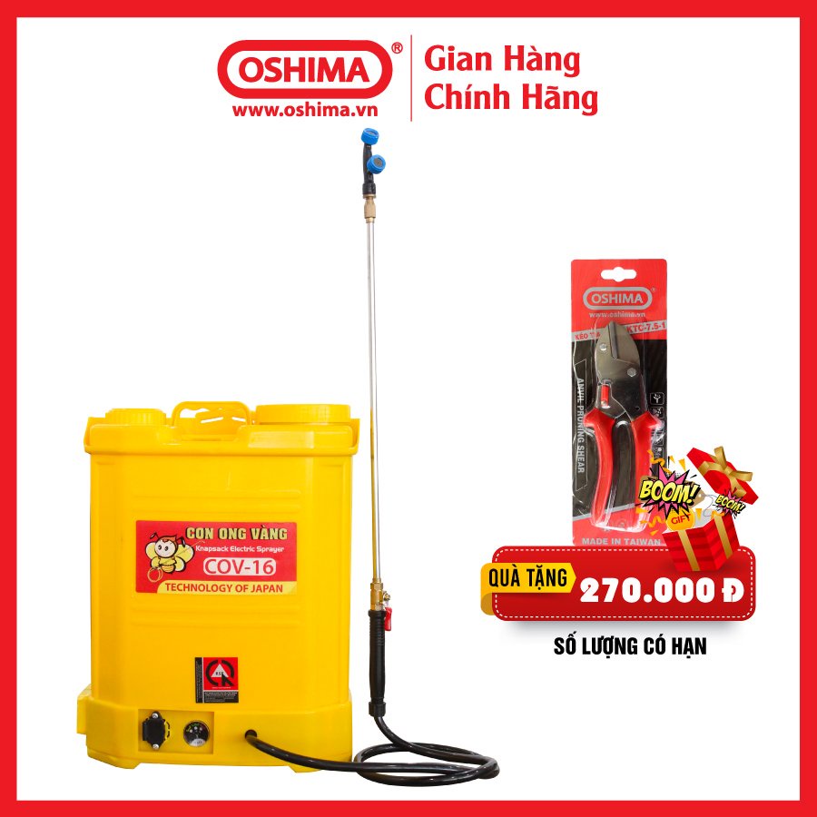 Bình Xịt Điện Đeo Lưng Con Ong Vàng 16D Bộ Bơm 4,6L Trên Phút Áp Suất Cao, Hoạt Động Liên Tục 4h Giúp Công Việc Hiệu Qua