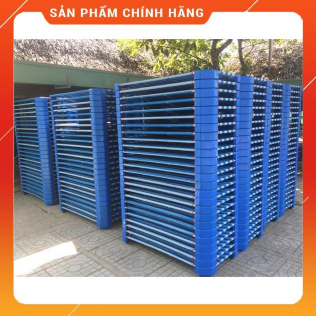 [Chợ Tân Biên] . Giường Lưới Mầm Non Thoáng Mát Có 2 Thanh Đỡ Lưng Inox Cho Bé 120x60x10cm