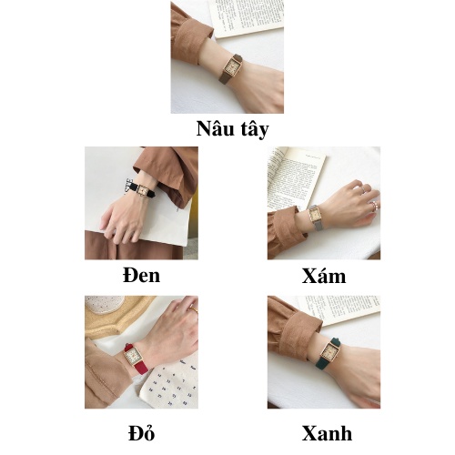 Đồng hồ nữ dây da chính hãng đẹp giá rẻ thời trang mặt vuông Hàn Quốc cao cấp chống nước chống xước nhỏ sang Doukou DH1