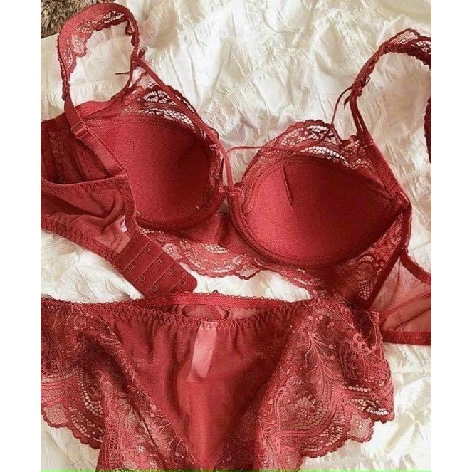 Bộ đồ lót 🍁f̴r̴e̴e̴s̴h̴i̴p̴ 🍁 bộ lót cao cấp  B018 Mand ren nơ dây chéo ko đệm có gọng c156 | BigBuy360 - bigbuy360.vn