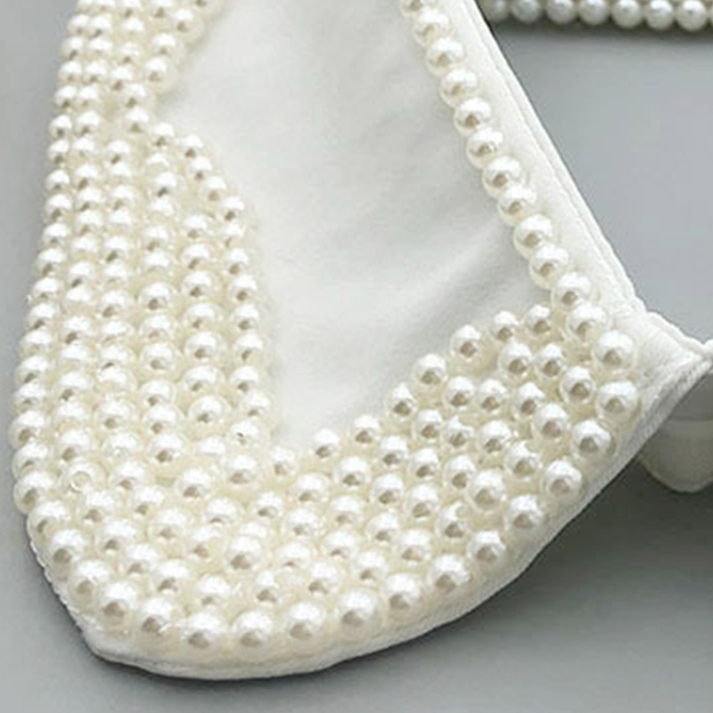 Cổ Áo Sơ Mi Đính Ngọc Trai Giả Màu Trắng Đen Có Thể Tháo Rời Trang Trí Giáng Sinh / Năm Mới