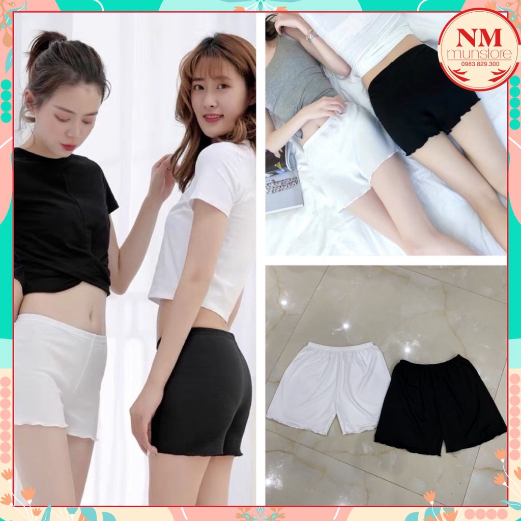 Quần mặc trong váy NM Closet Quần đùi ngủ 2 màu Đen, Trắng, chất thun cotton co dãn tốt, mịn